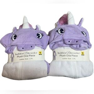 Two Bobbie Brooks Plush Unicorn One Piece